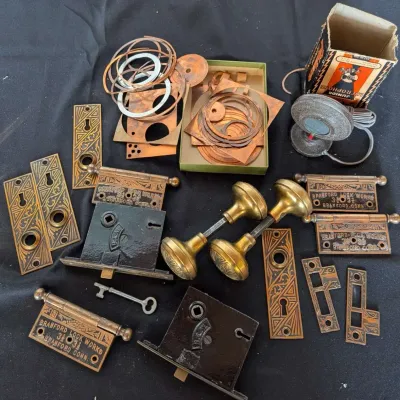 Antique Art Deco Branford Lock Works Door Hardware Set with Key