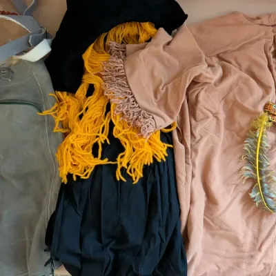 Vintage Costume Lot of 3 - Leather Lederhosen, Fringe Robes