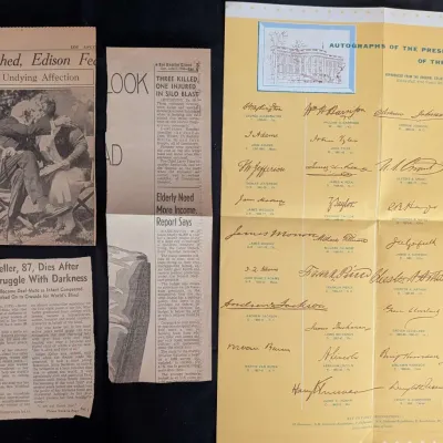 Presidential Autographs Print and Edison Death Newspaper