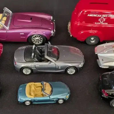 Die-Cast Model Car Lot of 8 - Cobra, Corvette & Red Cross Bank