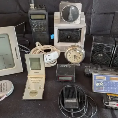 Vintage Electronics & Gadget Lot - Radio, Clocks, Calculator