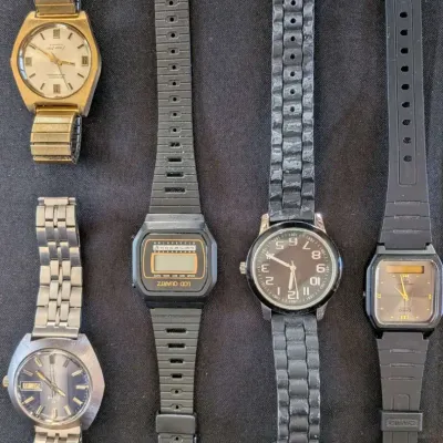 Vintage Watch Lot of 5 - Elgin, Pulsar, Casio - Untested