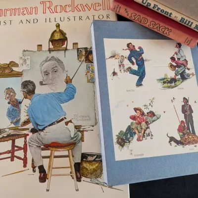 WWII Cartoon Book Lot - Sad Sack, Up Front, Norman Rockwell