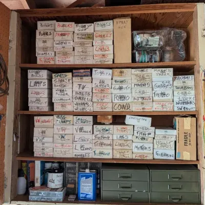 Tool Cabinet Mystery Lot # 1 - Automotive Parts and Tools, Hardware, Who Knows??
