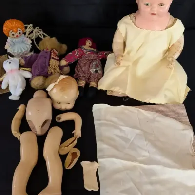 Vintage Doll Lot - Antique Composition Parts & Rag Doll