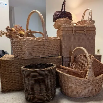 Wicker Basket Collection Lot - Picnic and Decorative Baskets