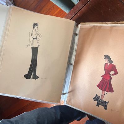 vintage fashion sketchbooks, portfolios