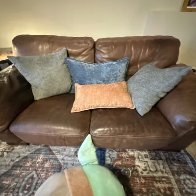 Brown leather sofa