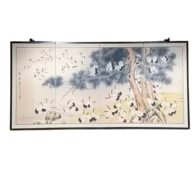 Red lantern hundred cranes silk art removebg preview