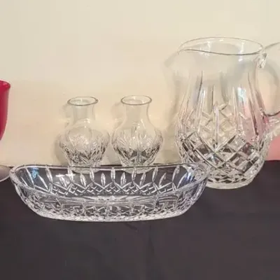 Waterford Pitcher, Bud Vases & More (DR)