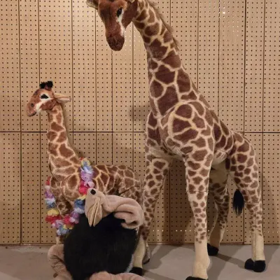 Stuffed Giraffes & Ostrich Puppet (B)