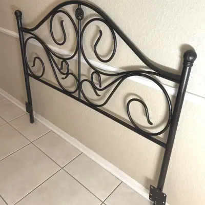 Queen Size Black Metal Headboard 63x52