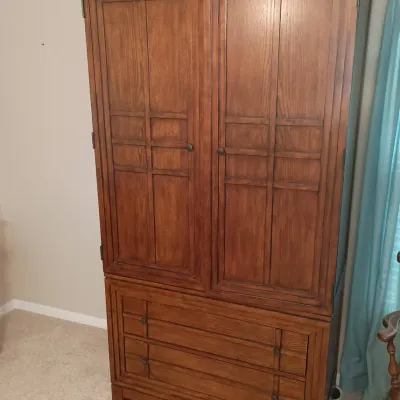 Ashley Furniture Mission / Arts & Crafts Style 2 Pc Wood Armoire 40x22x 78