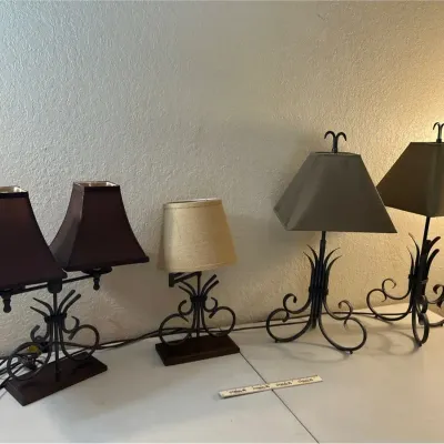 Four Rustic Metal Table Lamps 