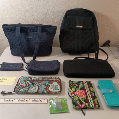 8 Pc Vera Bradley Handbags - Navy, Black, Patterns