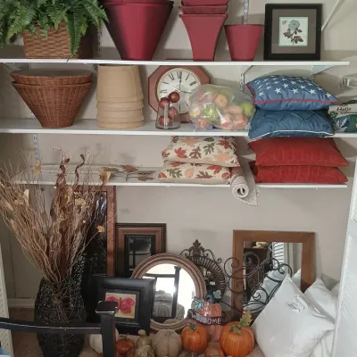 Entire Closet Huge Lot Decor - Pillows, Mirrors, Lamp Shades, Clock, Fruit, Pumpkins++