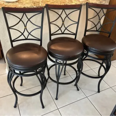 3 Modern black Metal Barstools 29” Seat Height