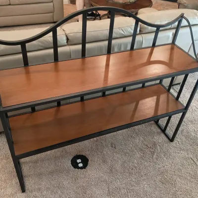 Wrought Iron & Wood Display Shelving Unit 50x14x 42
