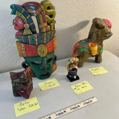 Mexican/Aztec/Mayan Folk Art - Mask, Eagle Warrior, Paper Mâché Art