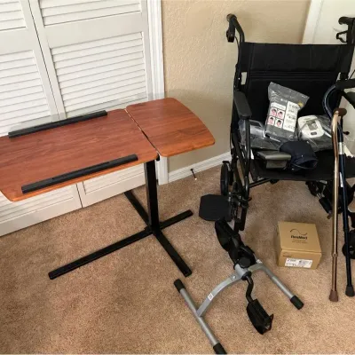 Medical Lot - Equate Wheelchair, Bedside Table, Blood Pressure Machines+