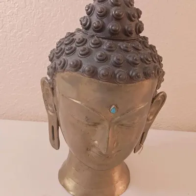 Vintage Cast Brass/ Bronze Buddha Head Bust From Nepal/Tibet