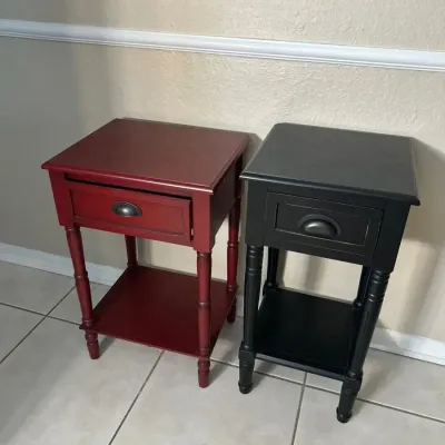 2 Decor Therapy Rustic End Tables Black & Red 17x14x27