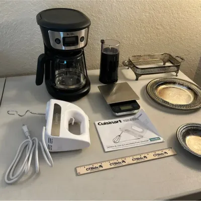 Appliances - Mr Coffee, Cuisinart, + vintage Silver Plate