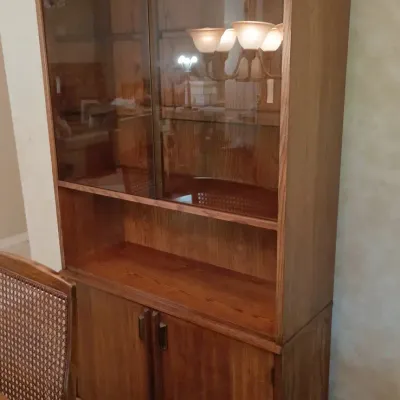 1 Pc Vintage 1980s China Cabinet W/ Smoked Glass Top Doors