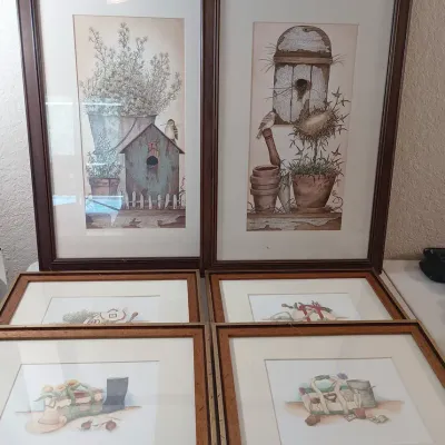 Gardening & Birds Decor Pictures , 6 Pieces