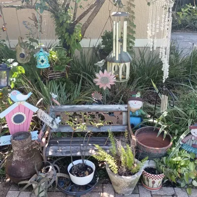 Huge Yard Decor - Bench, Hanging Decor, Pots, Plants++