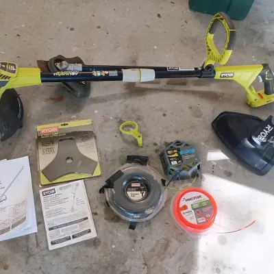 Ryobi 18 Volt String Trimmer, Brush Cutter + Blade, String