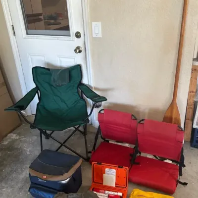 Camping/Boating Lot - Igloo, Flares, boat Seats, rain gear+++