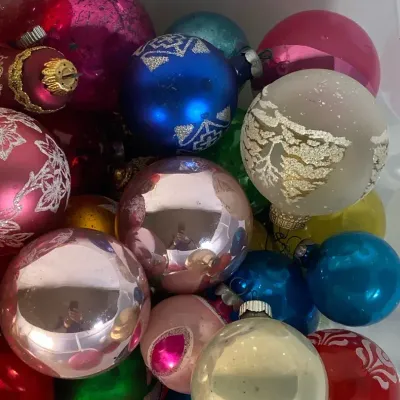 Bin Of Assorted Vintage Glass Ornaments #1