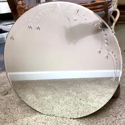 Vintage Etched Round Mirror 