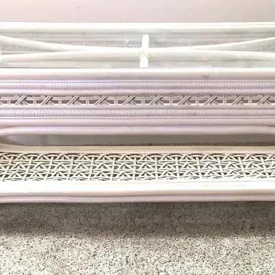 White Wicker Rattan Coffee Table With Glass Top