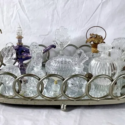 Vanity Tray With Collectible Perfume Bottles 