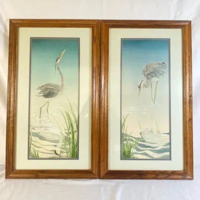 (2) Crane Prints - Numbered and Signed