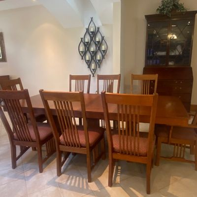 Sale Photo Thumbnail #30: Large Oak dining Table, 8 chairs