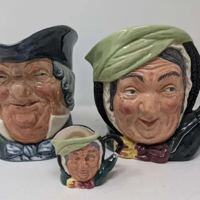 Vintage Royal Doulton Character Jug Collection - Tony Weller & Mrs. Gamp Set