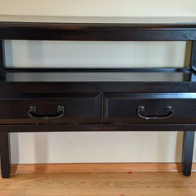 Dark Espresso Console Table - Open Shelf & 2 Drawers - 36" x 13.25" x 29"