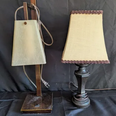 Pair of Decorative Accent Table Lamps - Modern Bronzed Desk Lamp & Traditional Baluster Lamp
