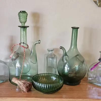 MCM Vintang Green Glass 7 Piece Set