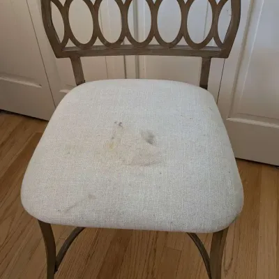 Elegant Gold Metal Oval Ring Back Vanity Chair Cream Cushion