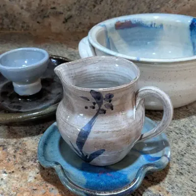Assorted Studio Pottery Collection - Signed Pitcher, Bowls & Tray