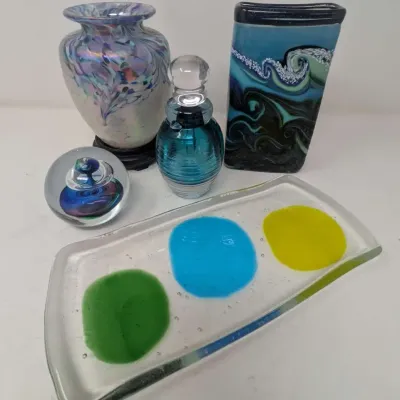 Collection of Signed Hand-Blown & Fused Studio Art Glass - Rollin Karg, Rafflin '06 & More