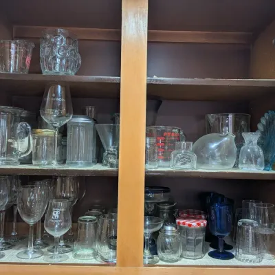 Large Glassware Collection Wine Glasses Mugs Pyrex Jars