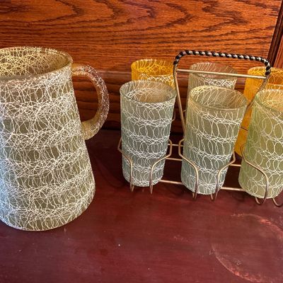 Sale Photo Thumbnail #937: Includes amazing glass holder. Four green and two yellow glasses, picture is green.
