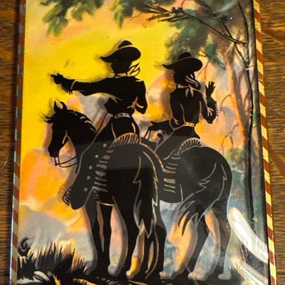 Sale Photo Thumbnail #972: Two vintage cowboy silhouette pictures