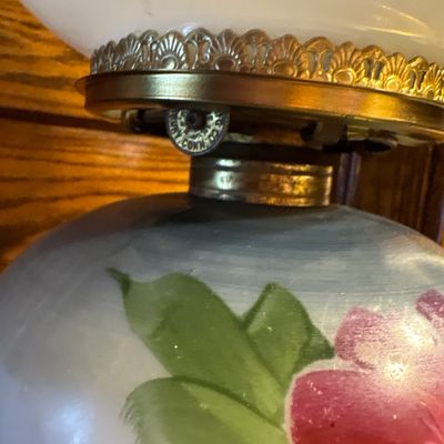 Sale Photo Thumbnail #611: Gorgeous original oil lamp with hand painted