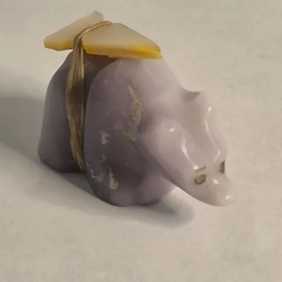 Lavender Stone Zuni Fetish Hand Carved Bear Numbered 15